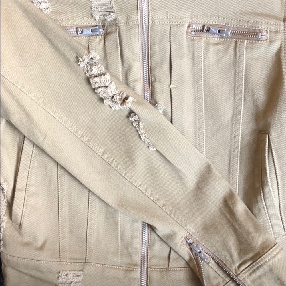 Distressed Canvas Cropped Jacket - image 2